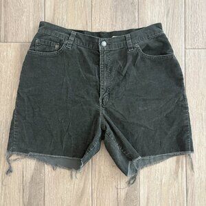 Vintage Levi's 550 Corduroy Cutoff Shorts Women's 12 MIS Olive Green Y2K Relaxed
